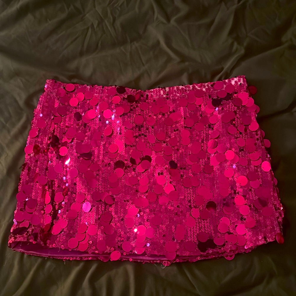 PLT Hot Pink Sequin Mini Skirt